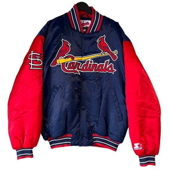 Vintage 90s Starter St. Louis Cardinals Bomber Satin Jacket XL MLB Baseball Puff - Picture 1 of 9